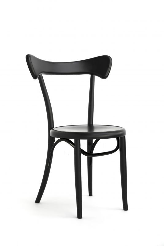 Schwarzer Caféstuhl im Wiener GTV Design, klassischer Holzstuhl für Gastronomie und Wohnbereich.